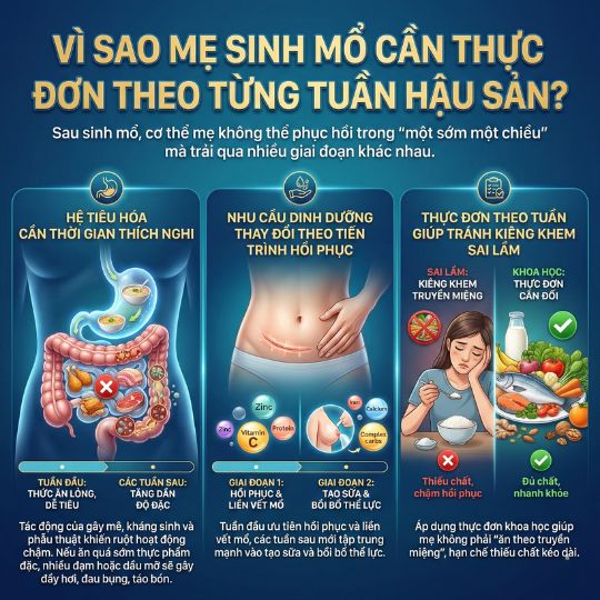 Thực đơn theo từng tuần hậu sản